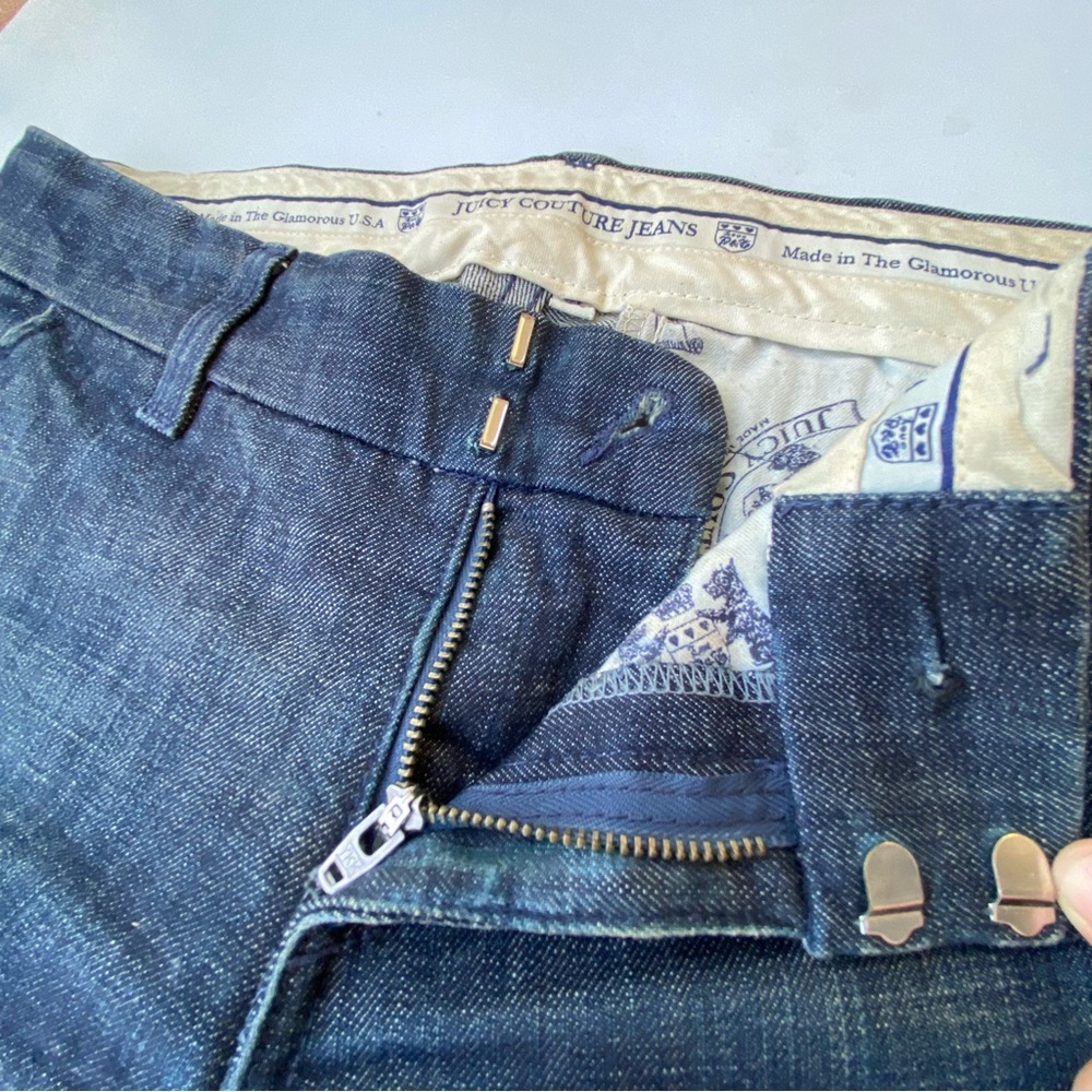 Juicy Couture Flare Jeans 27 Low Rise Bell Bottom Dark Wash Y2K USA HTF - Picture 7 of 14